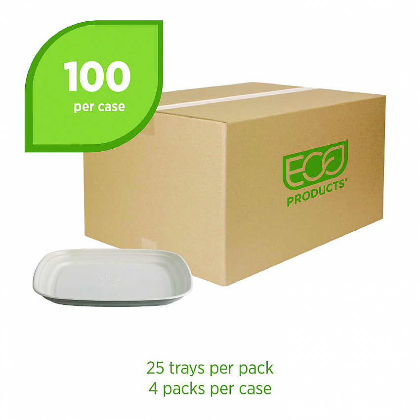 Regalia Renewable Sugarcane Tray, 9.06 x 14.37, White, Sugarcane, 100/Carton (EPSCTRS14NFA)