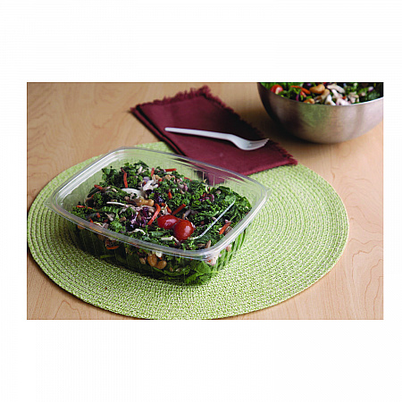 Renewable and Compostable Rectangular Deli Containers, 48 oz, 8 x 6 x 2, Clear, Plastic, 50/Pack, 4 Packs/Carton (EPRC48)