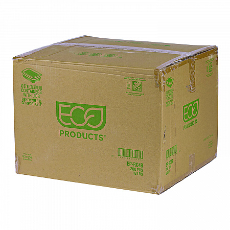 Renewable and Compostable Rectangular Deli Containers, 48 oz, 8 x 6 x 2, Clear, Plastic, 50/Pack, 4 Packs/Carton (EPRC48)