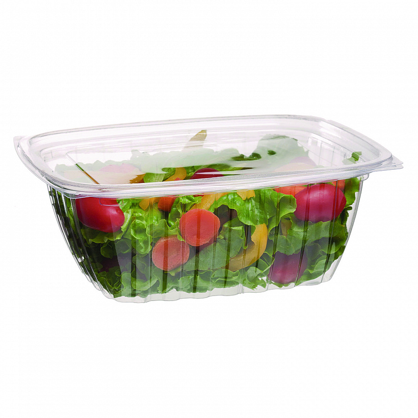 Renewable and Compostable Rectangular Deli Containers, 32 oz, 7.5 x 6.5 x 3, Clear, Plastic, 50/Pack, 4 Packs/Carton (EPRC32)