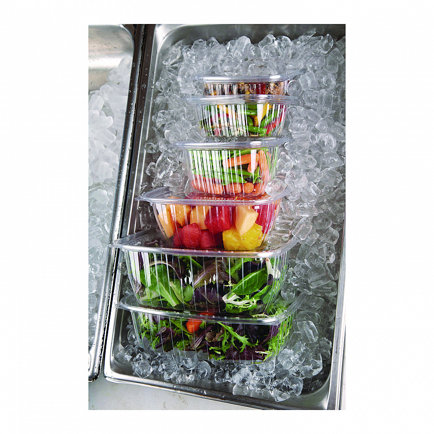 Renewable and Compostable Rectangular Deli Containers, 32 oz, 7.5 x 6.5 x 3, Clear, Plastic, 50/Pack, 4 Packs/Carton (EPRC32)