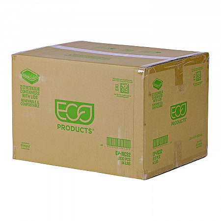 Renewable and Compostable Rectangular Deli Containers, 32 oz, 7.5 x 6.5 x 3, Clear, Plastic, 50/Pack, 4 Packs/Carton (EPRC32)