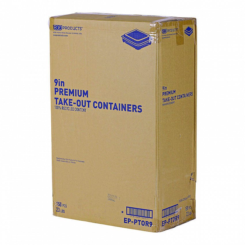 100% Recycled Content 9" Premium Take Out Containers, 42 oz, 9 x 8.8 x 1.6, Black/Clear, Plastic, 50/Pack, 3 Packs/Carton (EPPTOR9)
