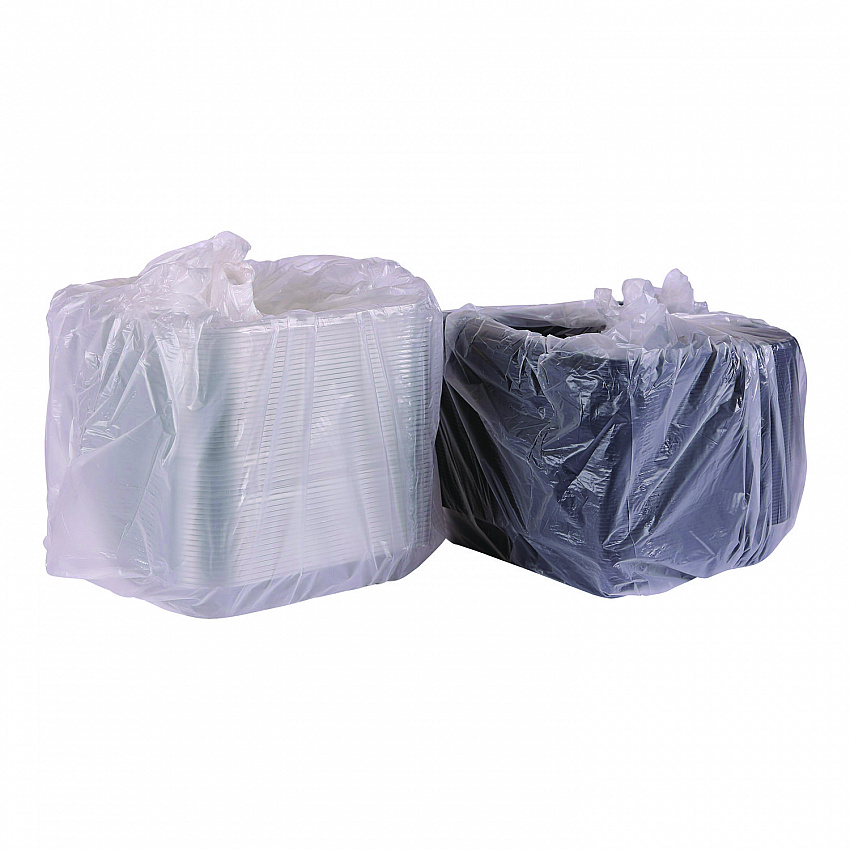 100% Recycled Content 9" Premium Take Out Containers, 42 oz, 9 x 8.8 x 1.6, Black/Clear, Plastic, 50/Pack, 3 Packs/Carton (EPPTOR9)