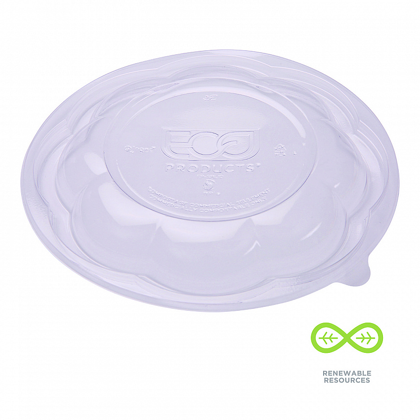 Renewable and Compostable Lids, Fits 24, 32 and 48 oz Salad Bowls, Clear, Plastic, 300/Carton (EPSBLID)