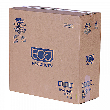 EcoLid 25% Recycled Content Hot Cup Lid, Fits 10 oz to 20 oz Hot Cups, Plastic, White, 100/Pack, 10 Packs/Carton (EPHL16WR)
