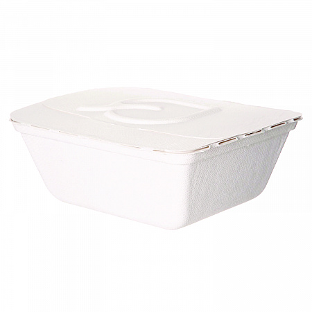 Vanguard Folia Renewable and Compostable Take-Out Container, 3 Compartments, 35 oz, 5.8 x 6.9 x 2.5, White, Sugarcane, 300/CT (EPFSC35NFA)