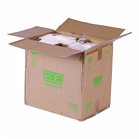 Vanguard Folia Renewable and Compostable Take-Out Container, 3 Compartments, 22 oz, 5.39 x 5.94 x 2, White, Sugarcane, 300/CT (EPFSC22NFA)