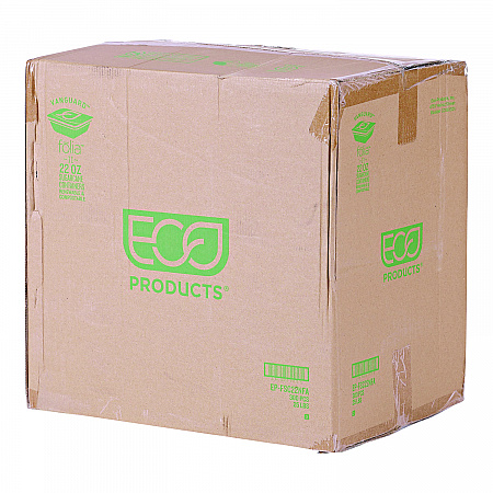 Vanguard Folia Renewable and Compostable Take-Out Container, 3 Compartments, 22 oz, 5.39 x 5.94 x 2, White, Sugarcane, 300/CT (EPFSC22NFA)
