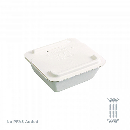 Vanguard Folia Renewable and Compostable Take-Out Container, 3 Compartments, 22 oz, 5.39 x 5.94 x 2, White, Sugarcane, 300/CT (EPFSC22NFA)