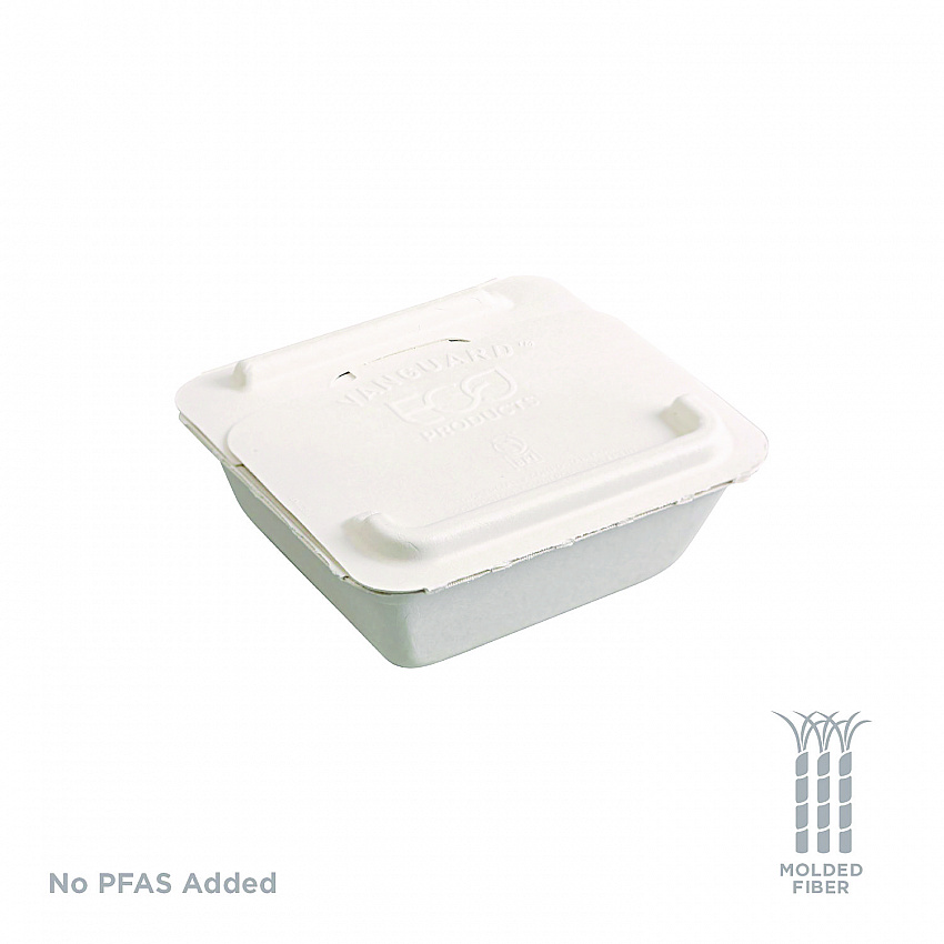 Vanguard Folia Renewable and Compostable Take-Out Container, 3 Compartments, 22 oz, 5.39 x 5.94 x 2, White, Sugarcane, 300/CT (EPFSC22NFA)
