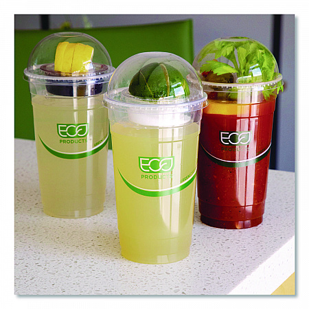 GreenStripe Cold Cup Dome Lids, With Hole, Fits 9 oz to 24 oz Cold Cups, Plastic, Clear, 100/Pack, 10 Packs/Carton (EPDLCC)