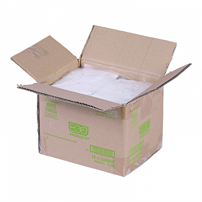 Cutlery for Cutlerease Dispensing System, Knife, Plastic, White, 960/Carton (EPCE6KNWHT)