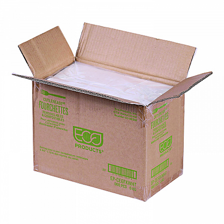 Cutlery for Cutlerease Dispensing System, Fork, Plastic, White, 960/Carton (EPCE6FKWHT)