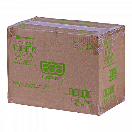 Cutlery for Cutlerease Dispensing System, Fork, Plastic, White, 960/Carton (EPCE6FKWHT)