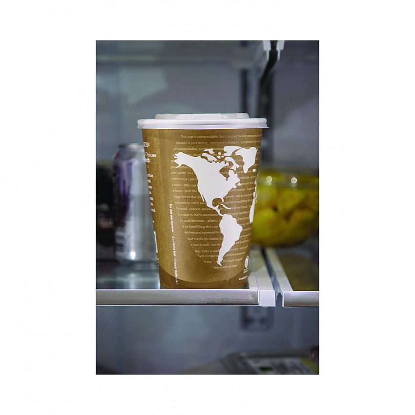 World Art Renewable and Compostable Food Container, 32 oz, 4.05" Diameter x 5.8" h, Tan, Paper, 25/Pack, 20 Packs/Carton (EPBSC32WA)