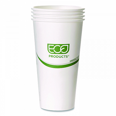 GreenStripe Hot Cups, 20 oz, Paper, White, 50/Pack, 20 Packs/Carton (EPBHC20GS)