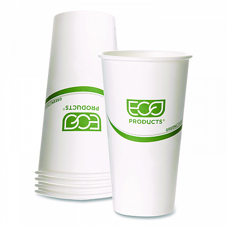 GreenStripe Hot Cups, 20 oz, Paper, White, 50/Pack, 20 Packs/Carton (EPBHC20GS)