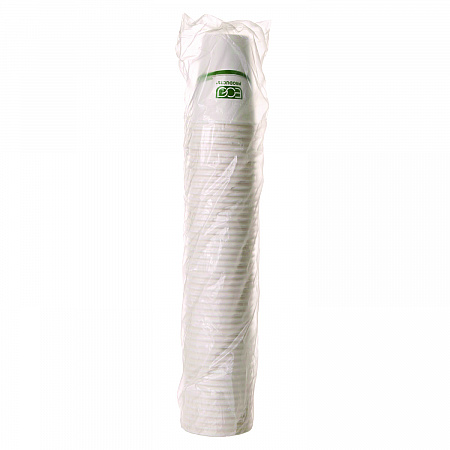 GreenStripe Renewable and Compostable Hot Cups, 16 oz, Paper, White/Green, 50/Pack, 20 Packs/Carton (EPBHC16GS)