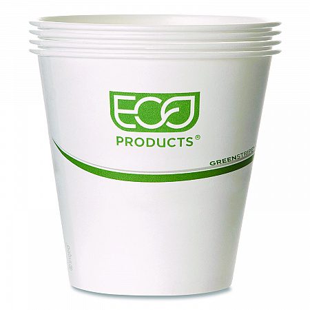 GreenStripe Hot Cups, 10 oz, Paper, White, 50/Pack, 20 Packs/Carton (EPBHC10GS)