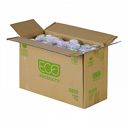 Renewable and Compostable Round Deli Containers, 8 oz, Clear, Plastic, 50/Pack, 10 Packs/Carton (EPRDP8)