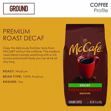 Ground Coffee, Premium Roast Decaf, 12 oz Bag (5534EA)