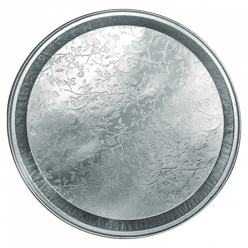 Aluminum Embossed Tray, 12" Diameter, 25/Carton (401380)
