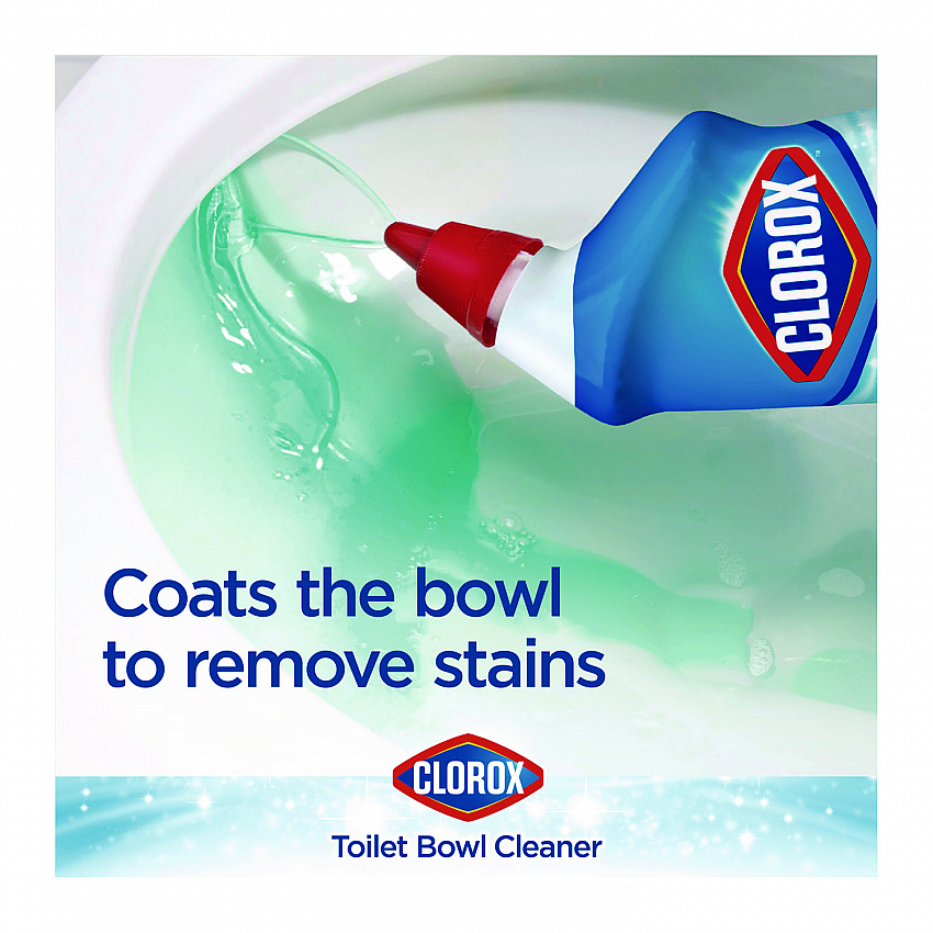 Disinfecting Toilet Bowl Cleaner with Bleach, Rain Clean Scent, 24 oz Bottle, 2/Pack (30924)