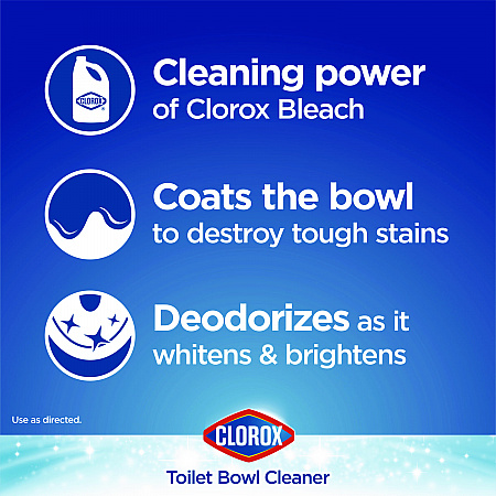 Disinfecting Toilet Bowl Cleaner with Bleach, Rain Clean Scent, 24 oz Bottle, 2/Pack (30924)