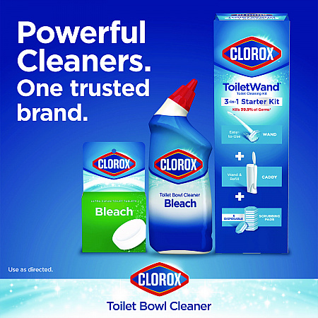Disinfecting Toilet Bowl Cleaner with Bleach, Rain Clean Scent, 24 oz Bottle, 2/Pack (30924)