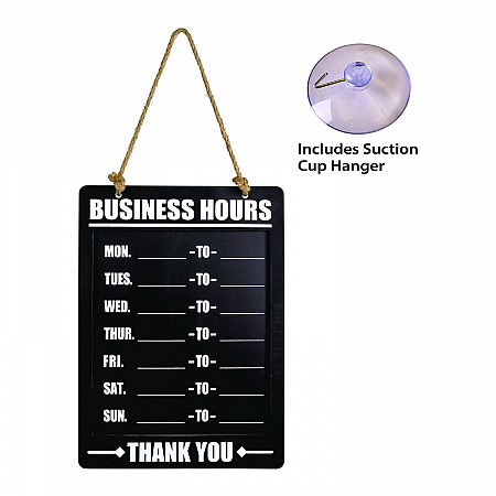 Business Hours Indoor/Outdoor Hanging Chalkboard, 10 x 0.38 x 20.75, Black/White (EGPHD0311AS)