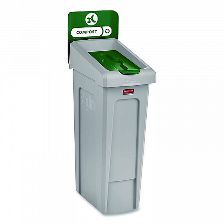 Slim Jim Recycling Station Kit, 1-Stream Compost, 23 gal, Plastic, Green/Gray (2185051)