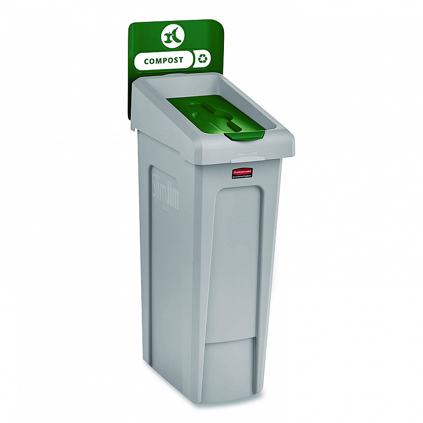 Slim Jim Recycling Station Kit, 1-Stream Compost, 23 gal, Plastic, Green/Gray (2185051)