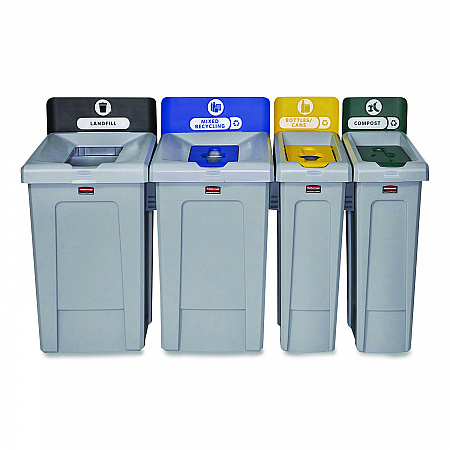 Slim Jim Recycling Station Kit, 1-Stream Compost, 23 gal, Plastic, Green/Gray (2185051)