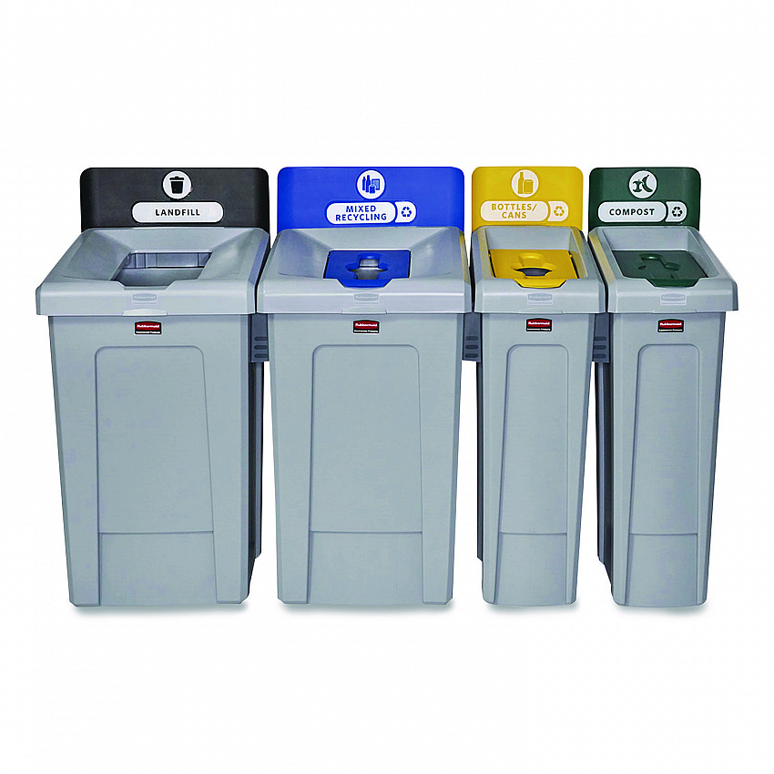 Slim Jim Recycling Station Kit, 1-Stream Compost, 23 gal, Plastic, Green/Gray (2185051)
