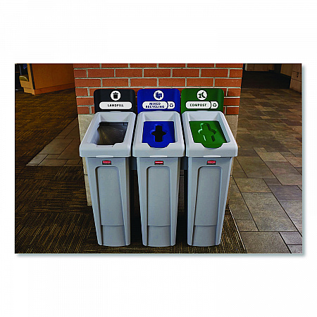Slim Jim Recycling Station Kit, 1-Stream Compost, 23 gal, Plastic, Green/Gray (2185051)