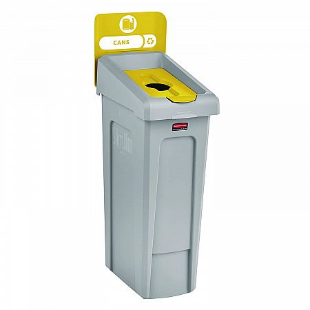 Slim Jim Recycling Station Kit, 1-Stream Bottles and Cans, 23 gal, Plastic, Yellow/Gray (2185052)