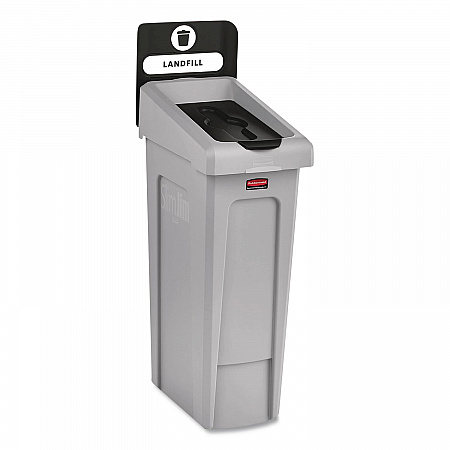 Slim Jim Recycling Station Kit, 1-Stream Landfill, 23 gal, Plastic, Gray/Black (2185053)