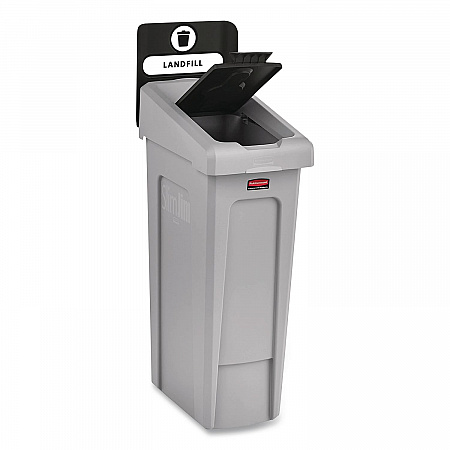 Slim Jim Recycling Station Kit, 1-Stream Landfill, 23 gal, Plastic, Gray/Black (2185053)