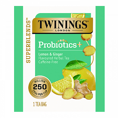 Probiotics Lemon and Ginger Herbal Tea Bags, 0.05 oz, 18/Box (TNA95223)