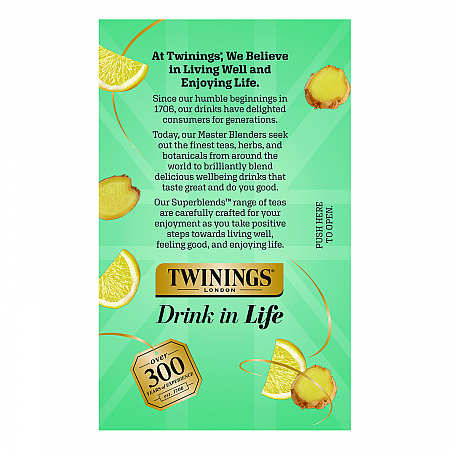 Probiotics Lemon and Ginger Herbal Tea Bags, 0.05 oz, 18/Box (TNA95223)