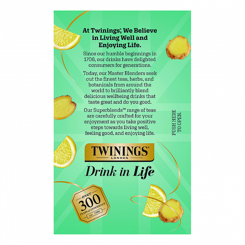 Probiotics Lemon and Ginger Herbal Tea Bags, 0.05 oz, 18/Box (TNA95223)