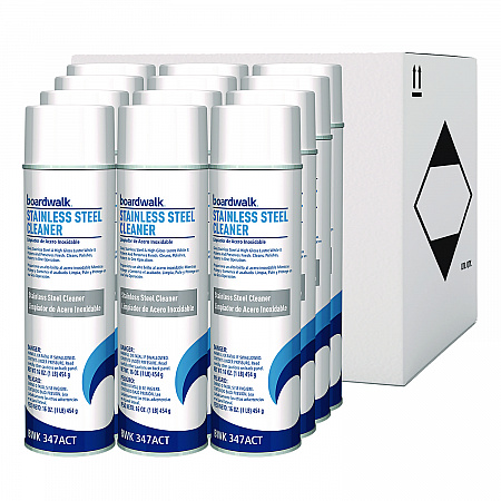 Stainless Steel Cleaner and Polish, Water-in-Oil Based, 18 oz Aerosol Spray, 12/Carton (347ACT)