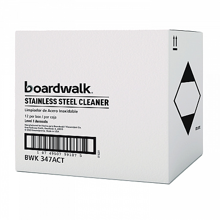 Stainless Steel Cleaner and Polish, Water-in-Oil Based, 18 oz Aerosol Spray, 12/Carton (347ACT)
