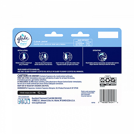 Plugins Scented Oil Refill, Clean Linen, 0.67, 7/Pack (350781)
