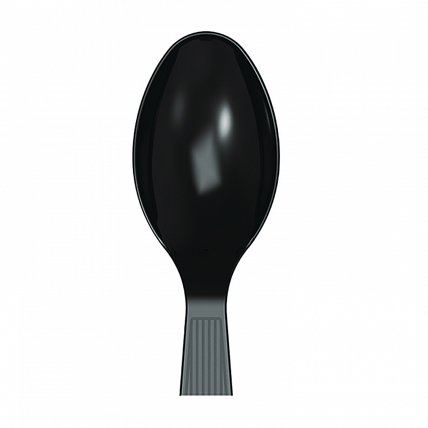 Mediumweight Polystyrene Wrapped Cutlery, Spoon, Plastic, Black, 1,000/Carton (TM53C1)