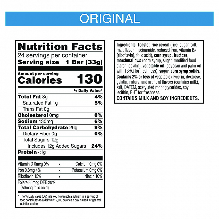 Rice Krispies Treats Homestyle Original Cereal Bar, 1.16 Bar, 24/Box (KEE27140)