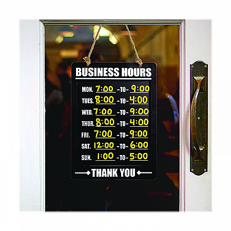 Business Hours Indoor/Outdoor Hanging Chalkboard, 10 x 0.38 x 20.75, Black/White (EGPHD0311AS)