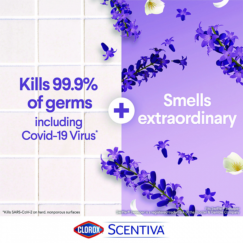 Scentiva Bleach Free Cleaning Wipes, 7.75 x 7, Tuscan Lavender and Jasmine, 75/Canister (60040)