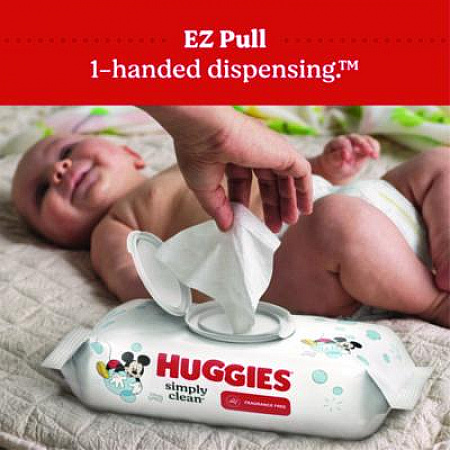 Simply Clean Fragrance Free Baby Wipes, 64/Pack, 11 Packs/Carton (53611)